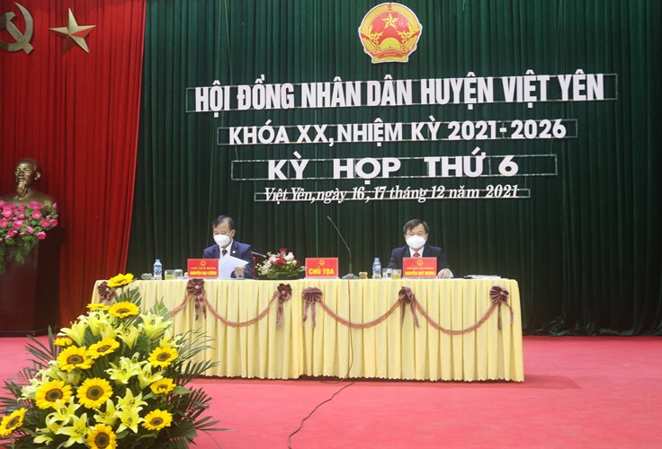 Khai mạc Kỳ họp thứ 6, HĐND huyện Việt Yên khóa XX, nhiệm kỳ 2021 - 2026