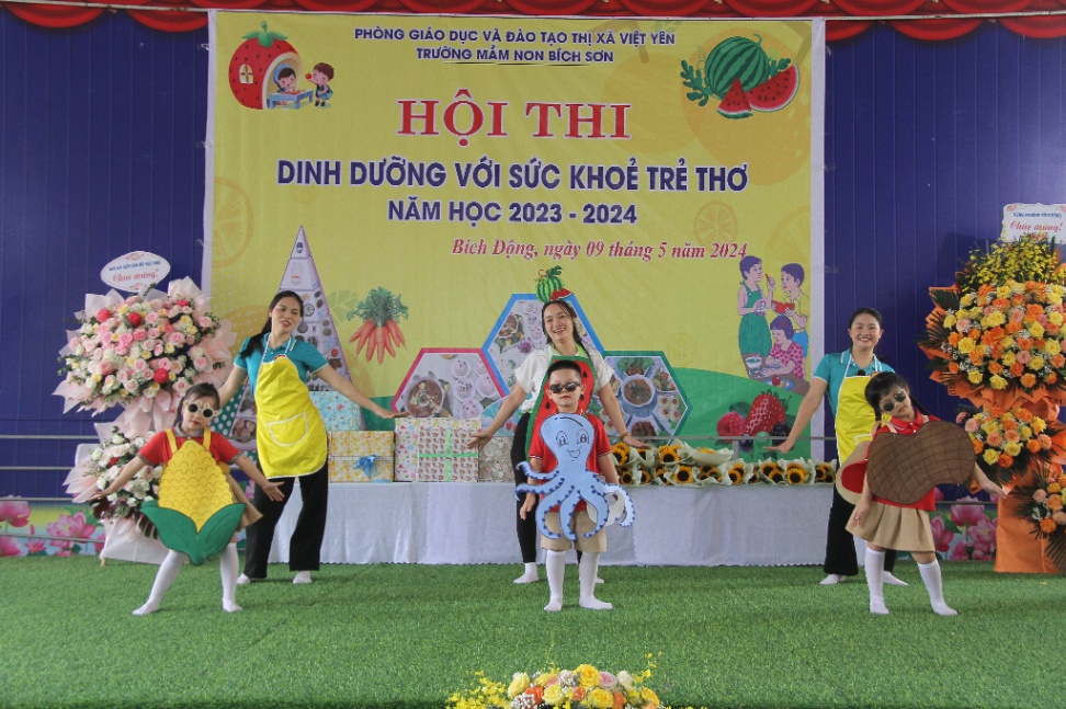 Trường Mầm non Bích Sơn tổ chức Hội thi dinh dưỡng với sức khỏe trẻ thơ năm học 2023- 2024