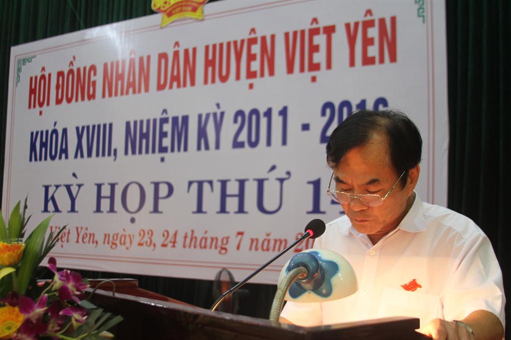 HĐND huyện Việt Yên khóa XVIII nhiệm kỳ 2011- 2016 tổ chức kỳ họp thứ 14
